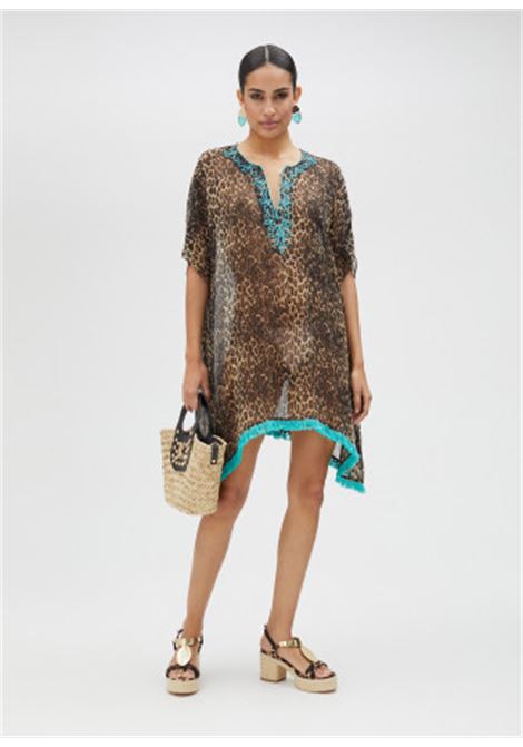Vestito corto stampa animalier LOLA CASADEMUNT | LS2516051ANIMALIER TURCHESE